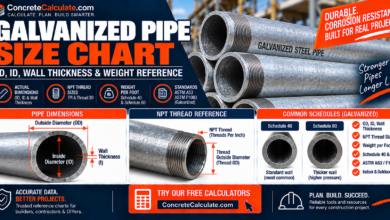 Galvanized Pipe Size Chart - OD, ID, Wall & Weight