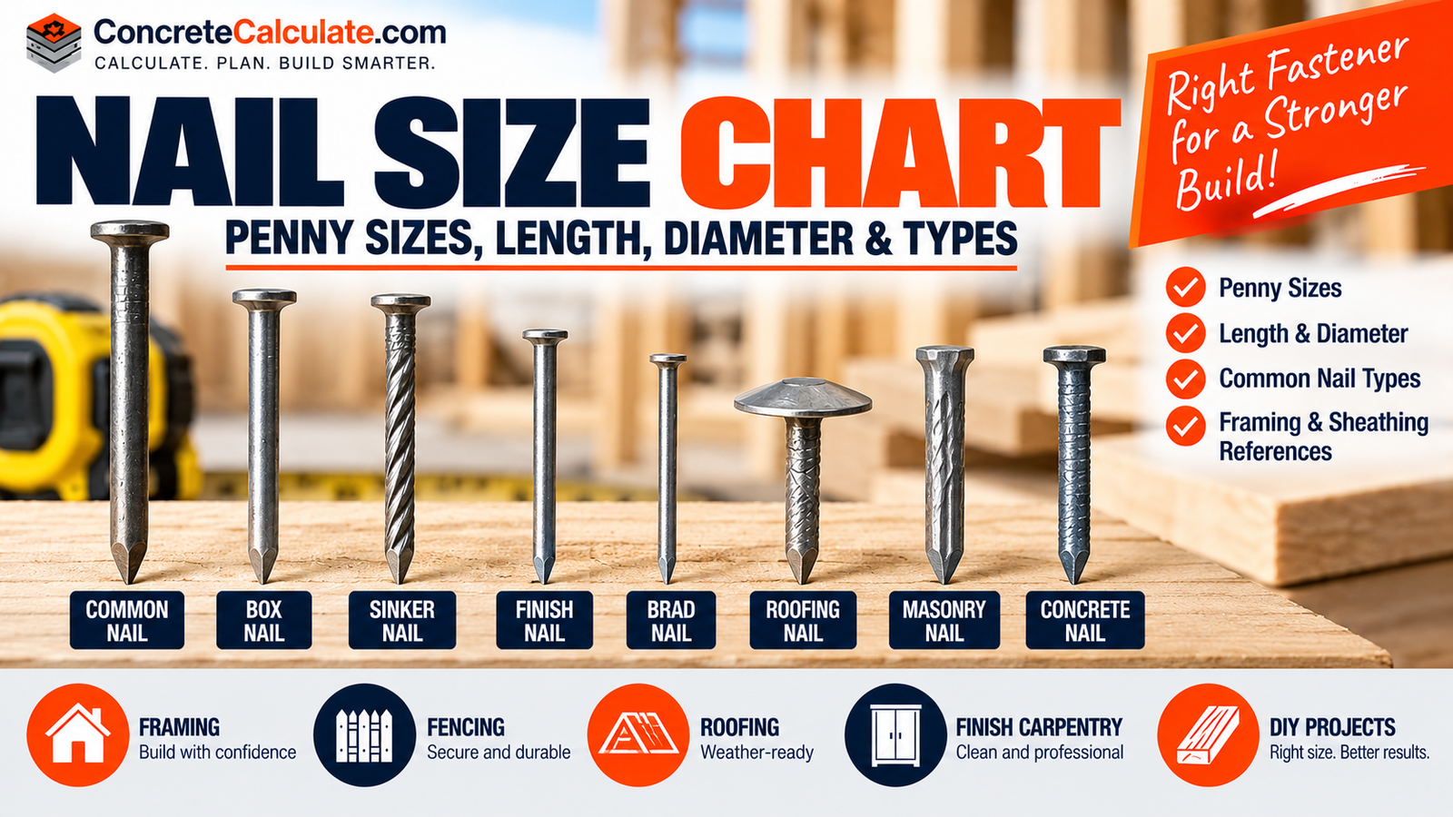 Nail Size Chart - Penny Sizes, Length & Diameter