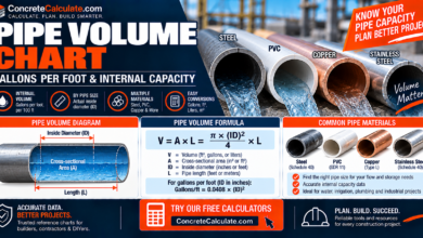 Pipe Volume Chart - Gallons per Foot & Capacity