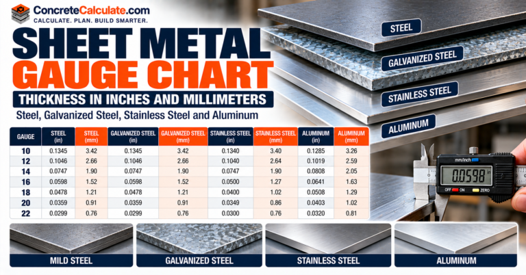 Sheet Metal Gauge Chart - Thickness in Inches and Millimeters