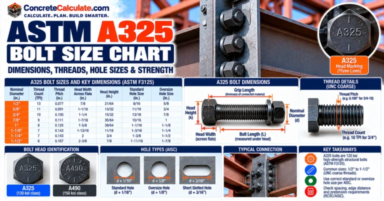 ASTM A325 Bolt Size Chart - Dimensions, Holes & Strength
