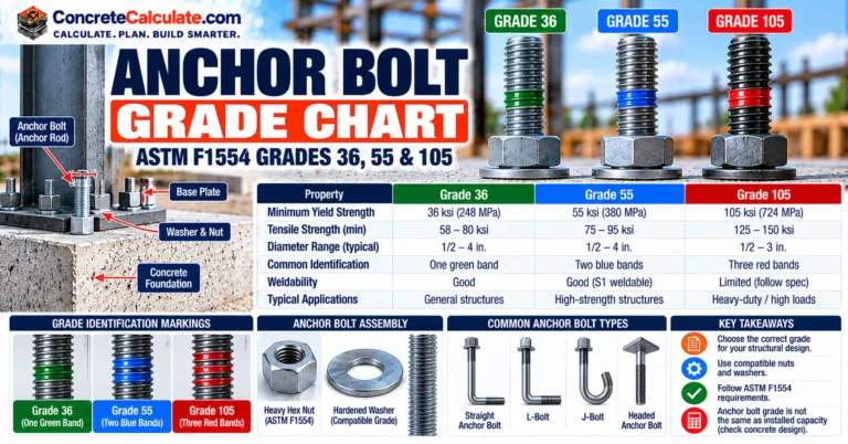 Anchor Bolt Grade Chart - ASTM F1554 Grade 36, 55 & 105