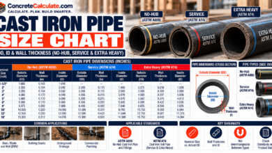 Cast Iron Pipe Size Chart - No-Hub, Service & Extra Heavy