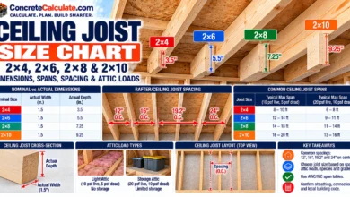 Ceiling Joist Size Chart - Sizes, Spans, Loads & Attic Storage