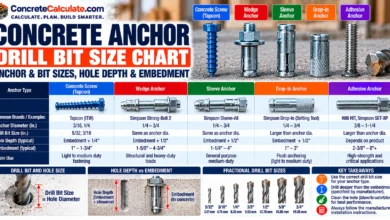 Concrete Anchor Drill Bit Size Chart - Wedge, Screw, Sleeve & Drop-In Anchors