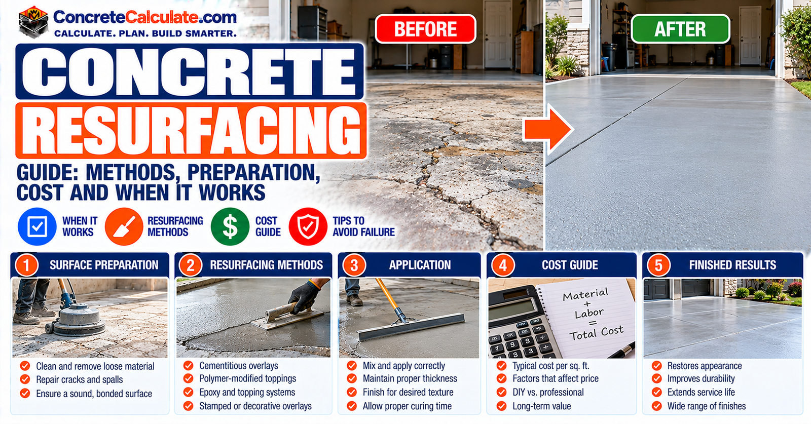 Concrete Resurfacing Guide - Methods, Preparation, Cost and When It Works