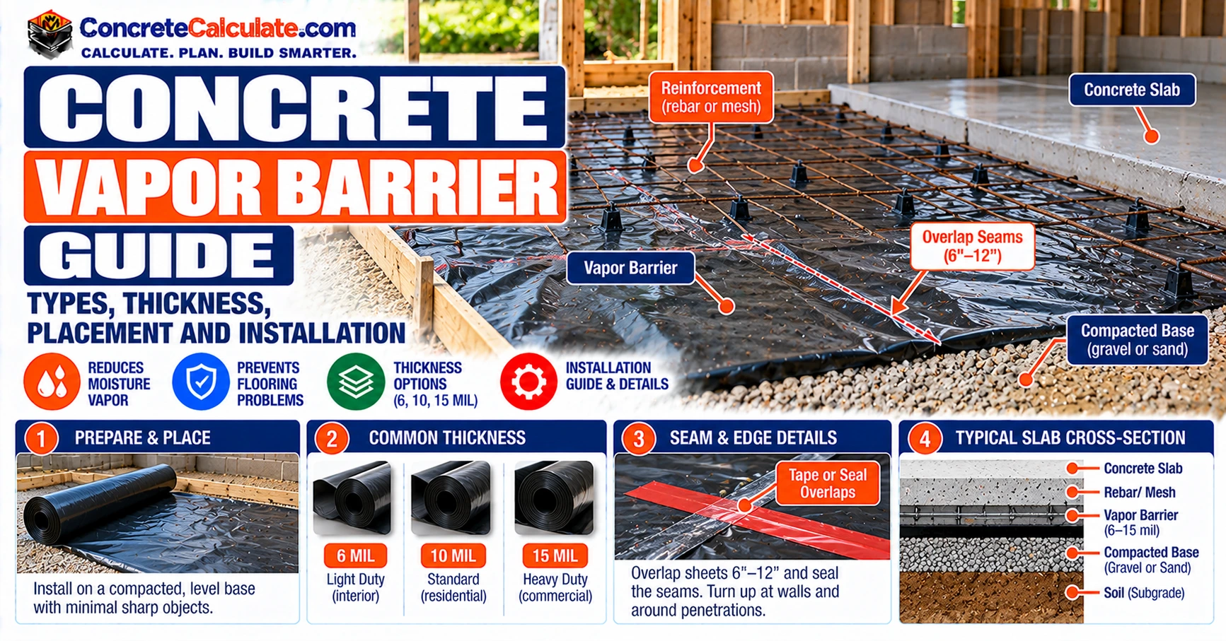 Concrete Vapor Barrier Guide - Types, Thickness, Placement and Installation