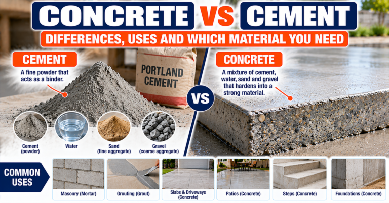 Concrete vs Cement - Differences, Uses and Which Material You Need