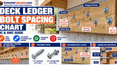 Deck Ledger Bolt Spacing Chart - Joist Span, Bolts and Lag Screws Deck Ledger Bolt Spacing Chart - Joist Span, Bolts and Lag Screws