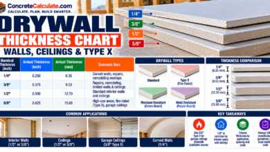 Drywall Thickness Chart - Standard Sizes and Uses