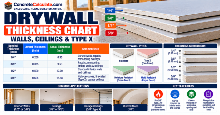 Drywall Thickness Chart - Standard Sizes and Uses