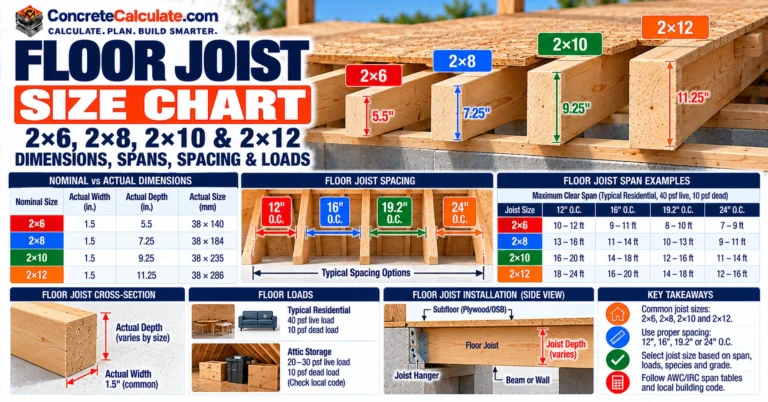 Floor Joist Size Chart - 2×6, 2×8, 2×10 & 2×12
