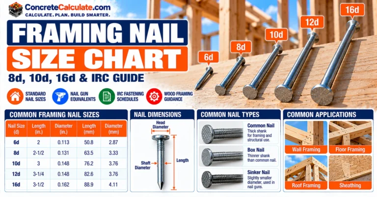 Framing Nail Size Chart - Lengths, Diameters and Code Requirements