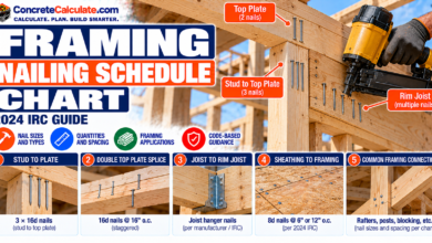 Framing Nailing Schedule Chart - Studs, Plates, Joists and Rafters