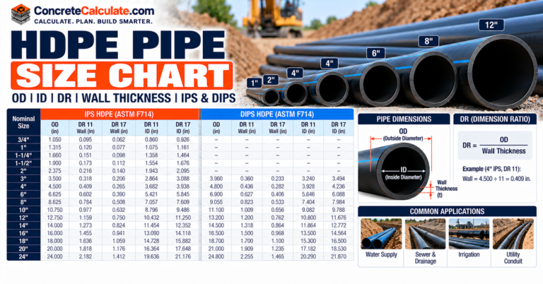 HDPE Pipe Size Chart - OD, ID, DR and Wall Thickness