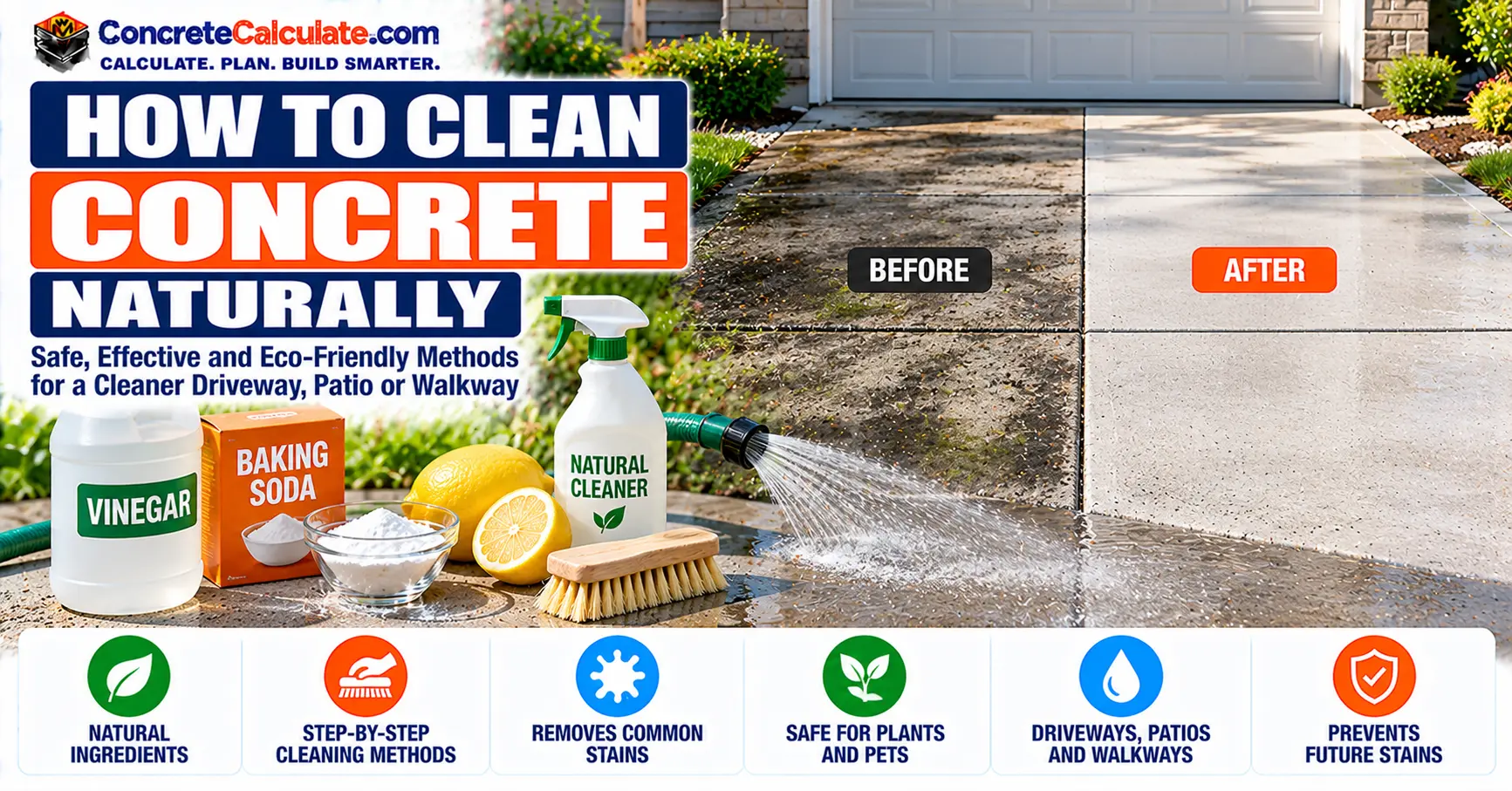 How to Clean Concrete Naturally - Safe Methods for Dirt, Stains and Mildew