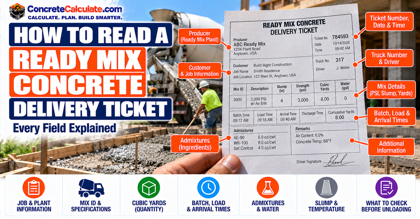 How to Read a Ready Mix Concrete Delivery Ticket