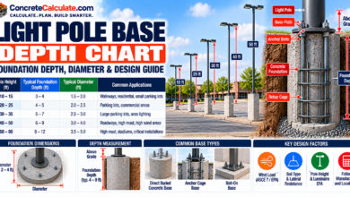 Light Pole Base Depth Chart - Foundation Depth, Diameter & Design Factors