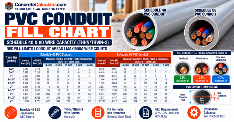 PVC Conduit Fill Chart - Schedule 40 and 80 Wire Capacity