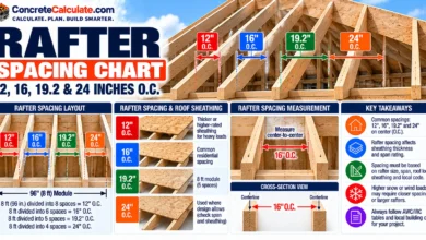 Rafter Spacing Chart - 12, 16, 19.2 & 24 Inches On Center
