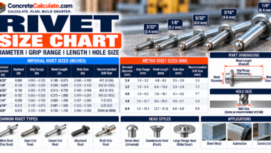 Rivet Size Chart - Diameter, Grip Range, Length and Hole Size