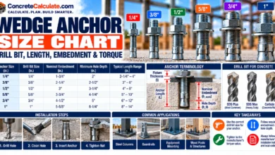 Wedge Anchor Size Chart - Diameter, Drill Bit, Length & Embedment